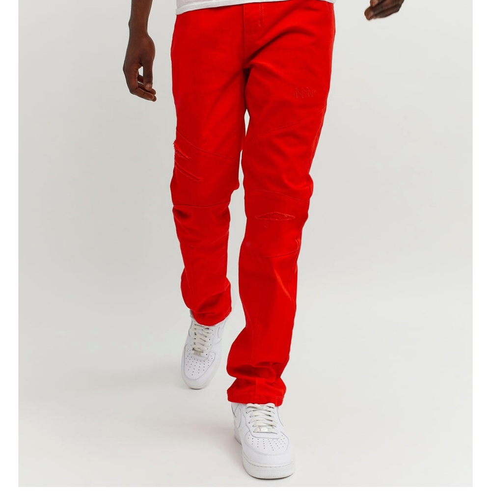 Reason Red Denim Stretch Style Mens Jeans